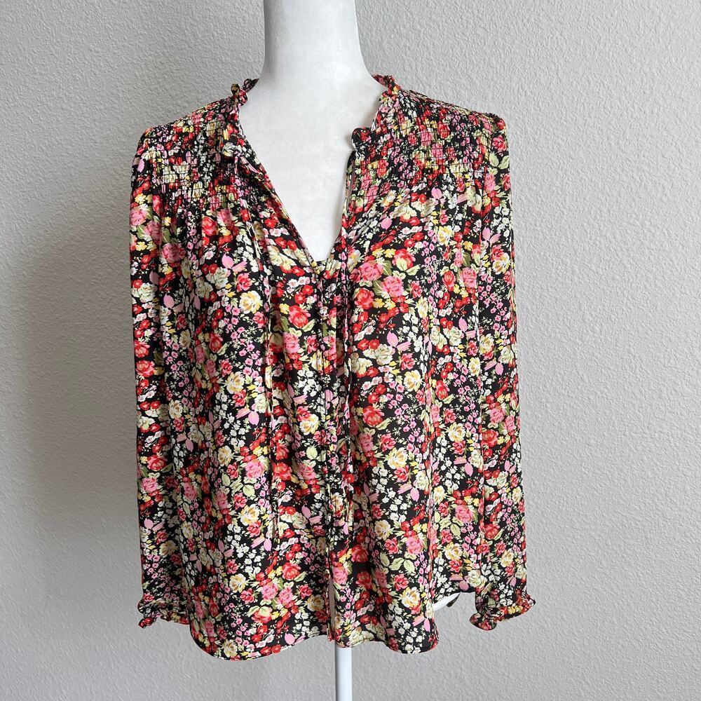 Rose + Olive Floral Peasant Long Sleeve Blouse Women's S Boho Coquette Feminine